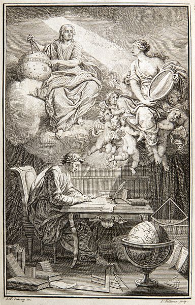 Image de couverture de l'interprétation de Voltaire du travail d'Isaac Newton (1738).